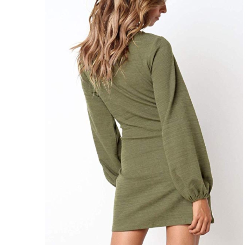 GREEN BODYCON SWEATER DRESS - Picture 3 of 7